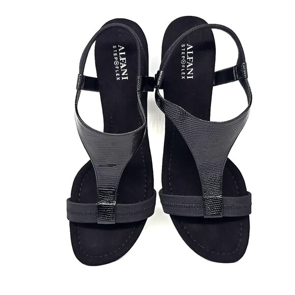 Alfani Vacanzaa Step 'N Flex Wedge Black Sandals Women's Size 10M - Picture 10 of 12